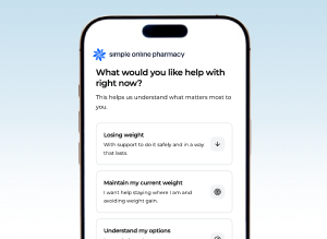 Online health assessment screnshot on a mobile device